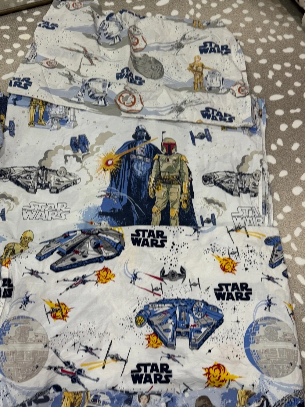Pottery Barn Kids Star Wars bundle set flat sheet fitted pillowcases twin boys